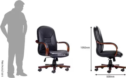 Office Chair Ergonomic Leatherette and Wooden Base & handles with padding give an extra dose of comfort