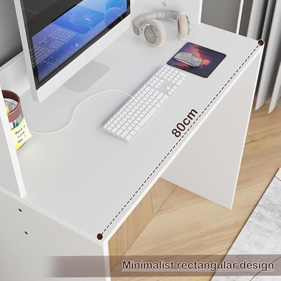 Home and Office computer Table with Bookshelf Made a Pre-laminated particle Board white Color