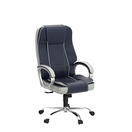 Home & Office  High Back Leatherette Chair | Director Chair | Office Chair | Ergonomic Executive Boss Chair with Spacious Cushioned Seat | Heavy Duty Metal Base