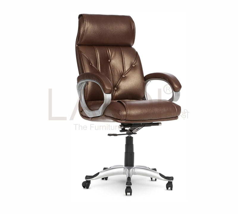 High Back Director Chair Leatherette with Height Adjustable Aluminum Base Office Chair