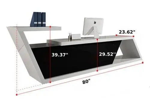 Luxury Reception Table for Office -Modal Counter Desk Made from Durable MDF with Elegant Design A Stylish Reception Desk to Enhance Office - White & Black