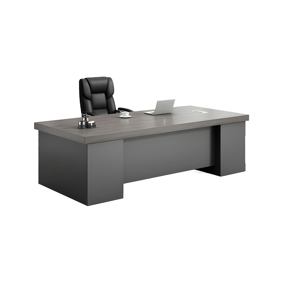 Director & Executive Rectangular Office Table Modern Desk Made in Particle Board with Drawer and Wire Manager - Brown