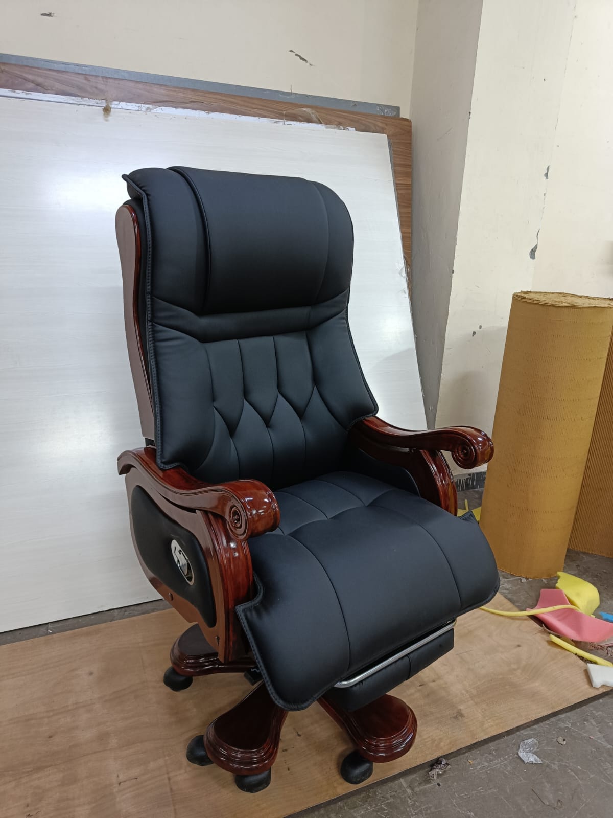 High-Back Leatherette Office Chair with Recliner, Swivel, Adjustable Height, Armrests, and Lumbar Support for Boss/Director