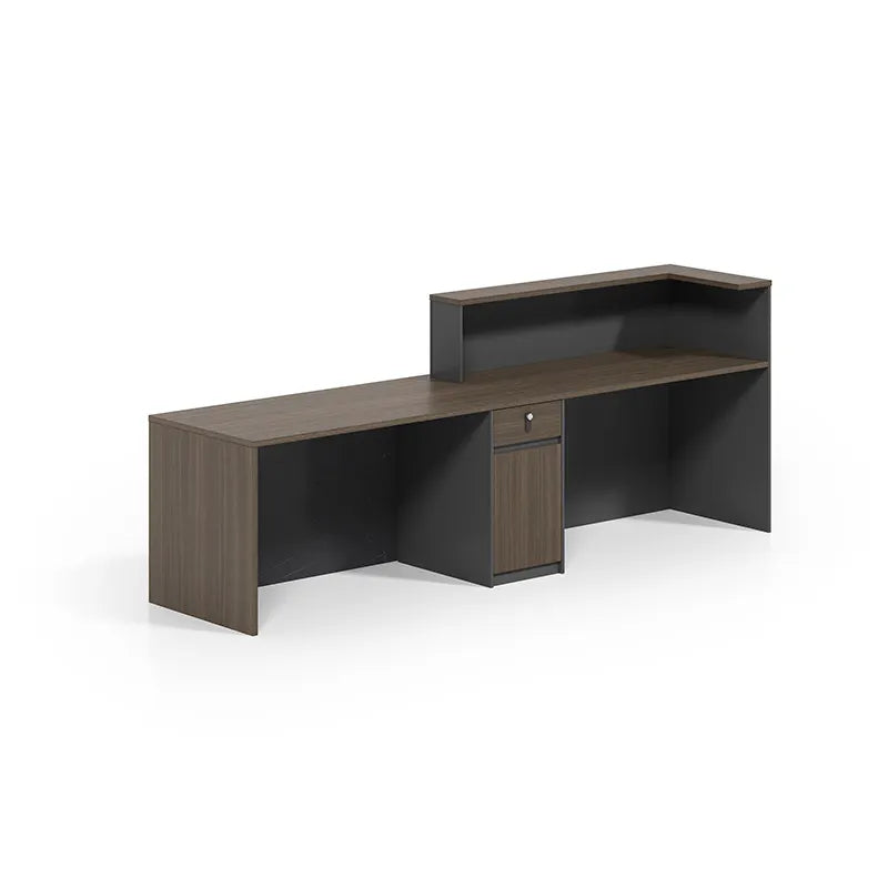 Reception Table for Office Luxury Modern Counter Stylish Design Made in MDF and Drawers & Ample Storage CPU Space - Grey