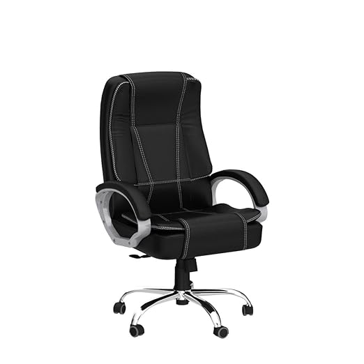 Home & Office  High Back Leatherette Chair | Director Chair | Office Chair | Ergonomic Executive Boss Chair with Spacious Cushioned Seat | Heavy Duty Metal Base