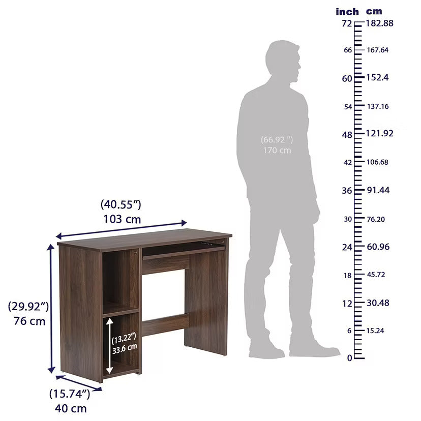 Office and Computer Table and Keyboard Try in High Quality Engineered Wood Melamine Finish Brown