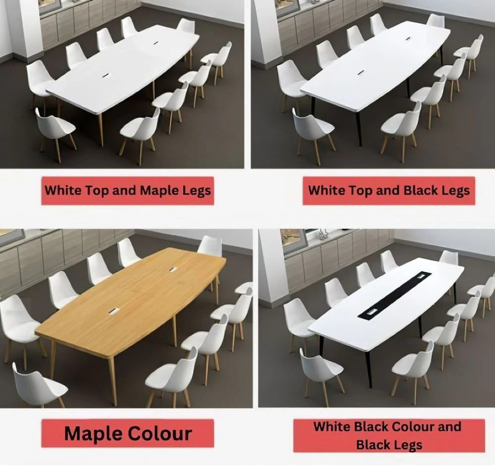 Conference Table for Office Furniture Modern Design Made in Particle Board with teak Legs Base