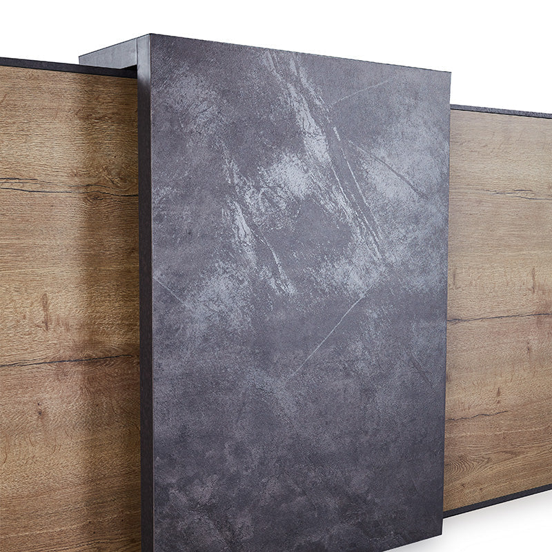 Modern Reception Table For Office with Tobacco Wood & Dark Concrete Finish -Engineered Wood Body & E1 Environmental Boards