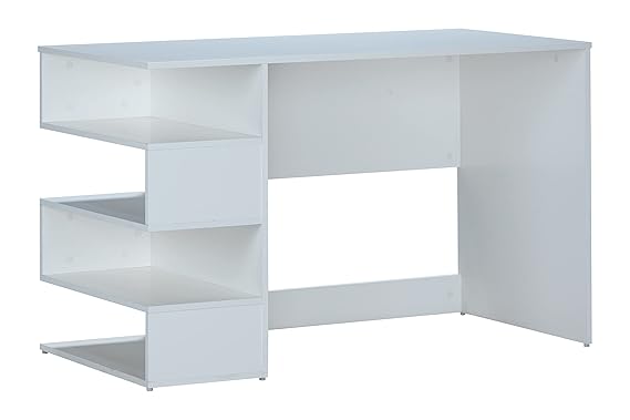 Office desk and Computer Table with Side Book Storage white color