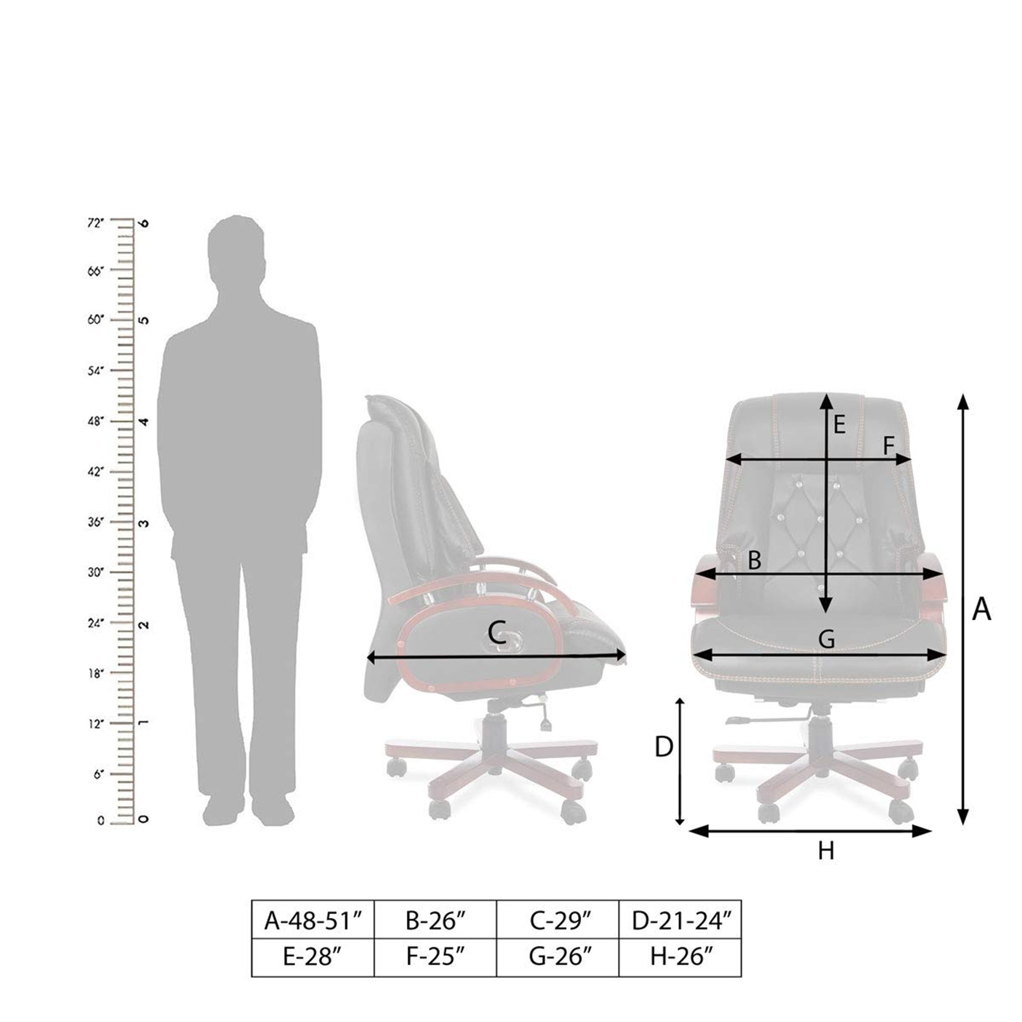 High Back Leatherette Director Chair with Wooden Base and Handle