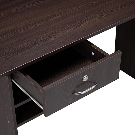 Office Computer Table made a Engineered Wood Writing Desk with  1 Drawer, 2 Shelves, Wenge Finish