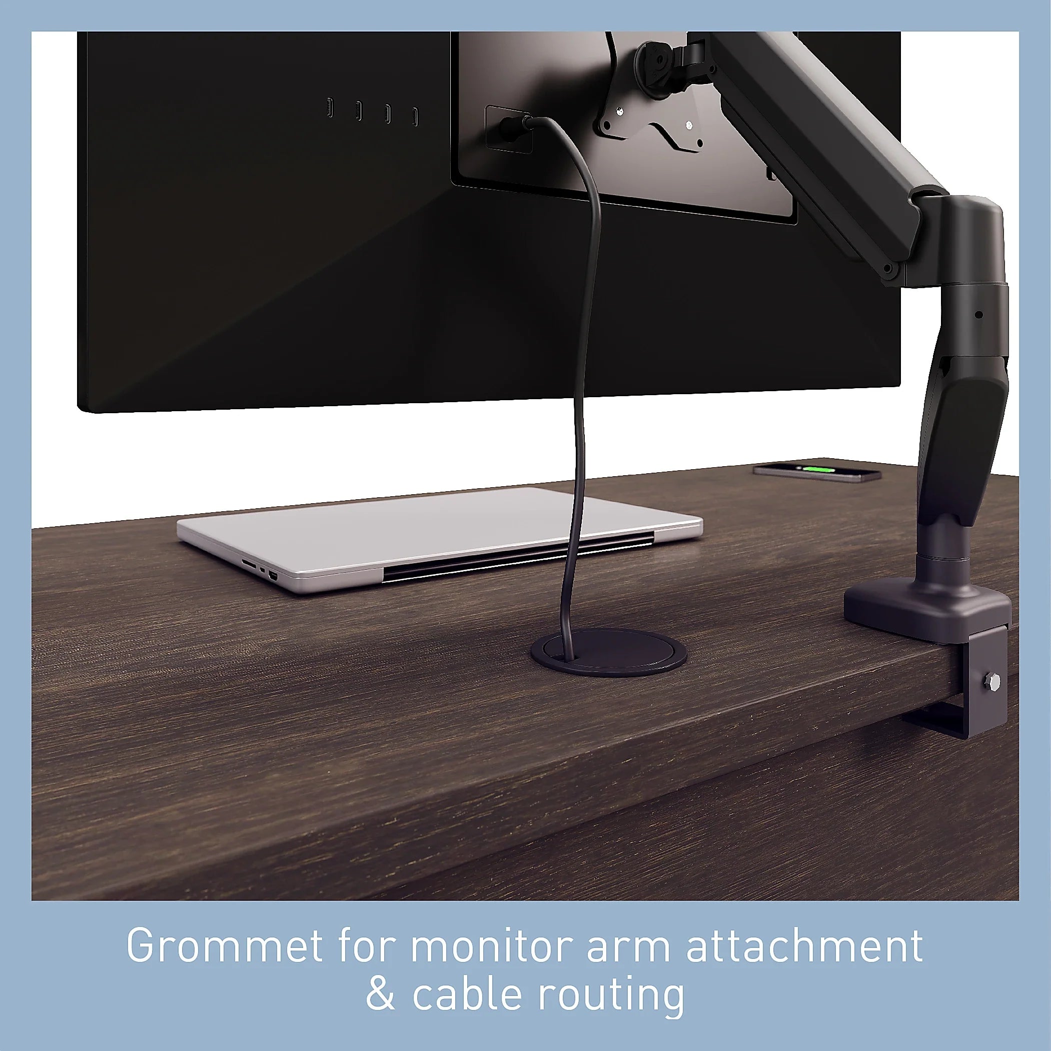 Office Computer and Study Table Keyboard Tray Made In Pre-Laminated Board with Integrated Power and Charging & Wire Manager