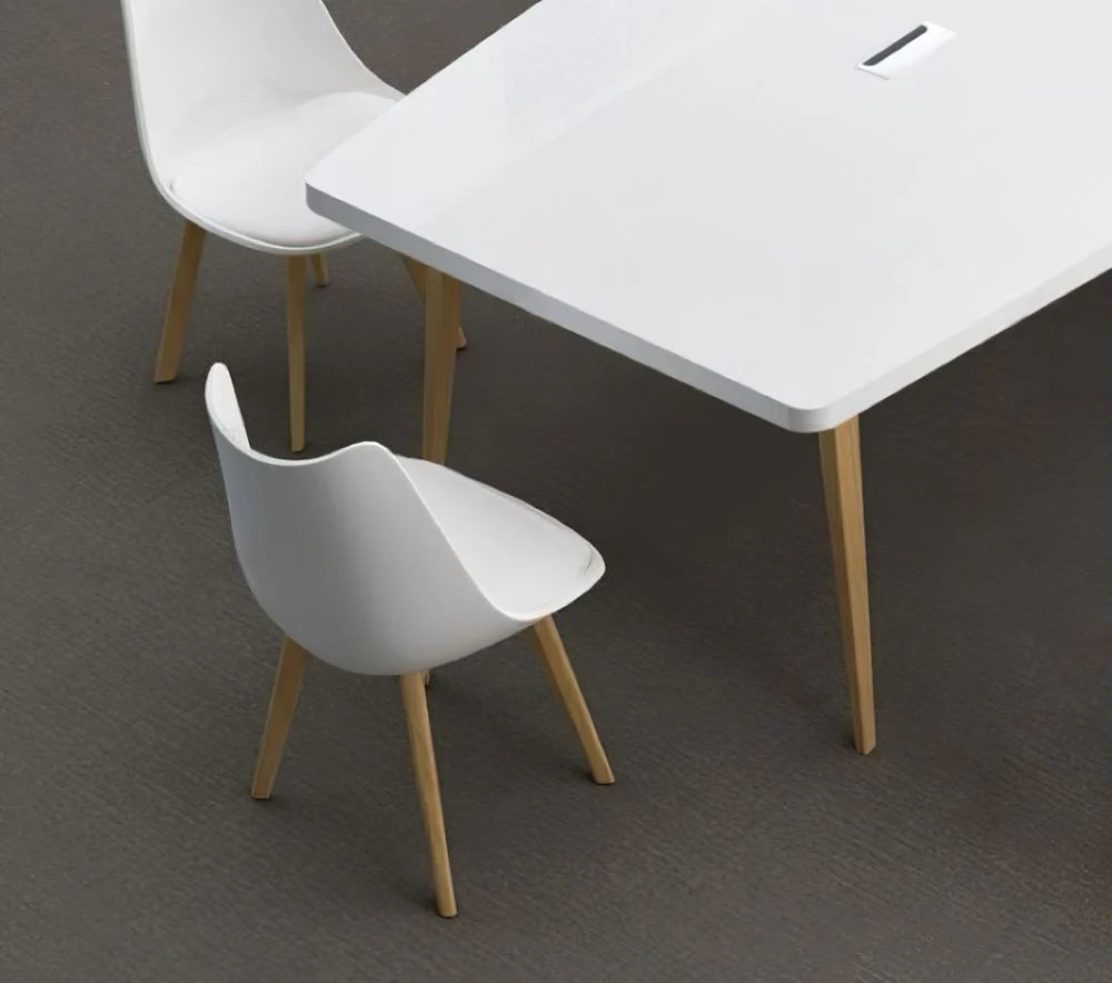 Conference Table for Office Furniture Modern Design Made in Particle Board with teak Legs Base