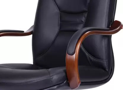 Office Chair Ergonomic Leatherette and Wooden Base & handles with padding give an extra dose of comfort