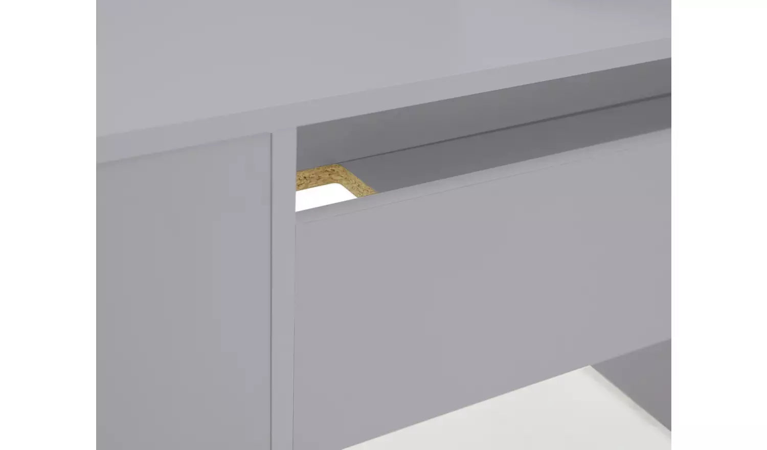 Office Computer table made in Particle Board and 2 drawers with metal runners 1 fixed shelf Grey Color