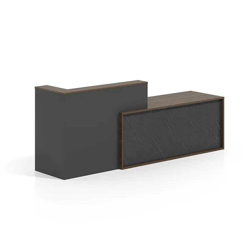 Reception Table for Office Luxury Modern Counter Stylish Design Made in MDF and Drawers & Ample Storage CPU Space - Grey