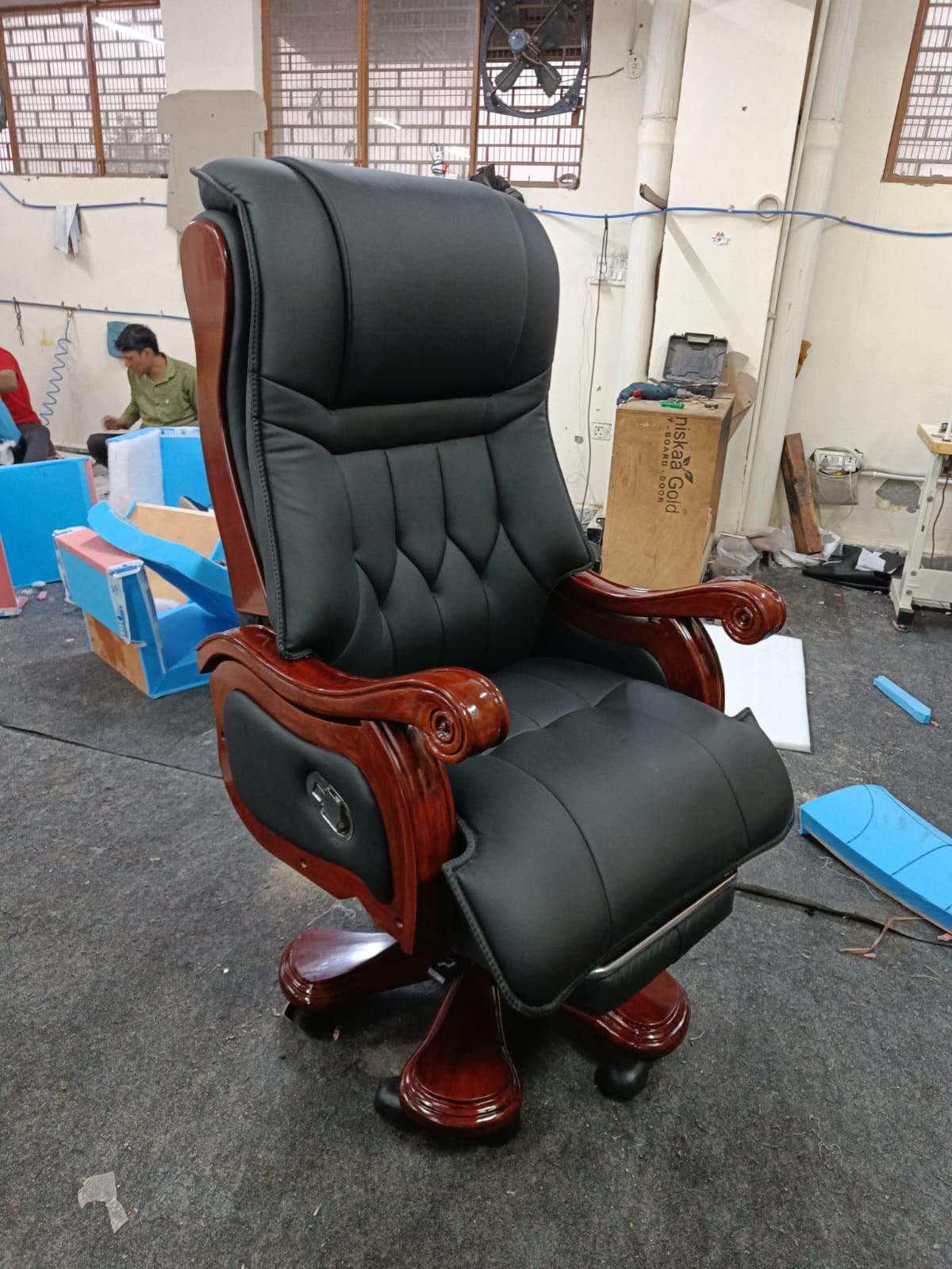 High-Back Leatherette Office Chair with Recliner, Swivel, Adjustable Height, Armrests, and Lumbar Support for Boss/Director