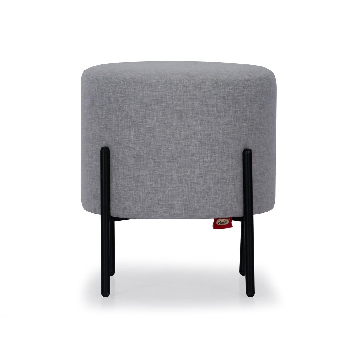 Fabric Upholstery & Metal Base Pouffe in Grey