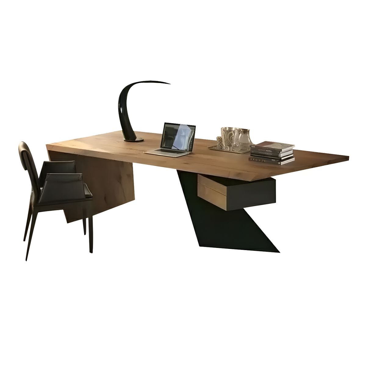 Director & Executive Rectangular Table for Office and  Contemporary Writing Desk Made in MDF - Brown