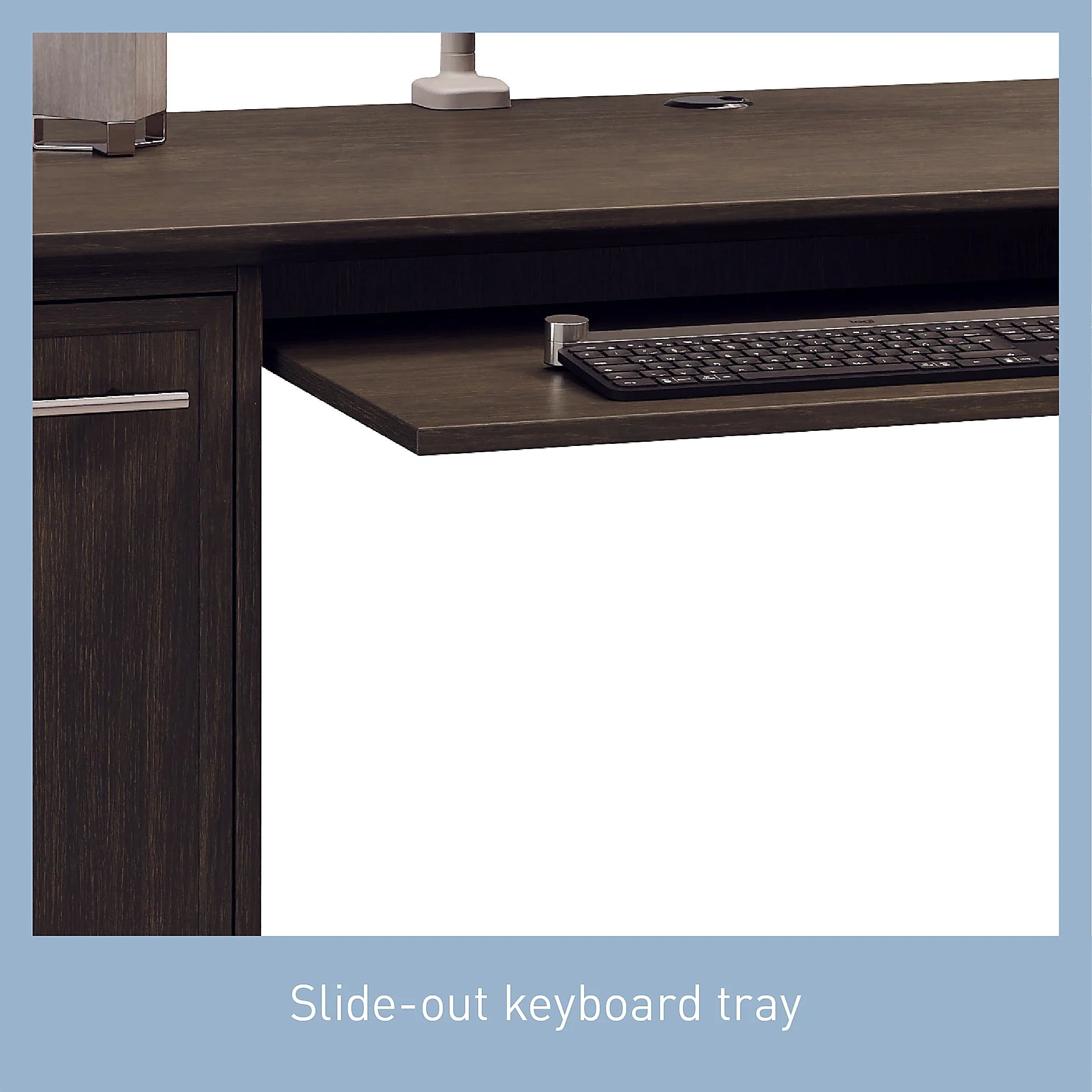 Office Computer and Study Table Keyboard Tray Made In Pre-Laminated Board with Integrated Power and Charging & Wire Manager