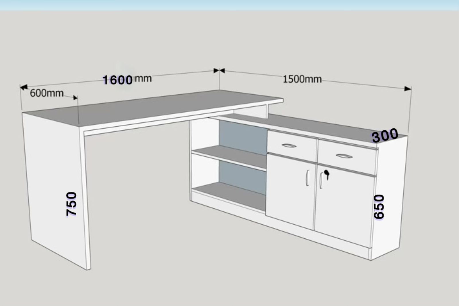 Office Desk and  Computer L shape Table made in Pre-laminated & Plywood White-Brown Color