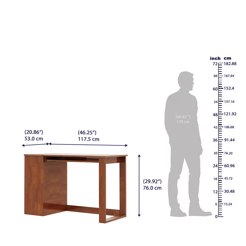 Office and Computer Table and keyword tray Side Storage made in High Quality Engineered Wood  Finish Brown