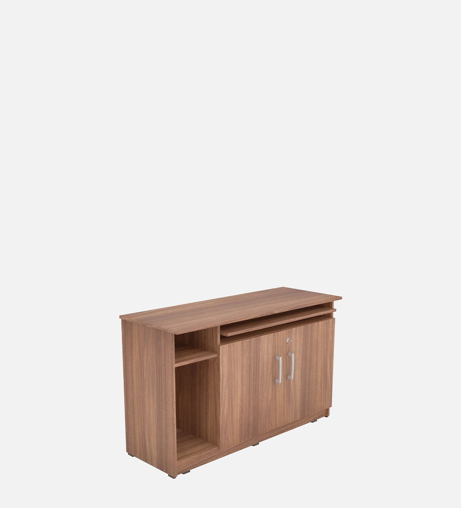 Director and Executive L shape Table Made in Pre-laminated Particle Board Teak Finish With File Cabinate And Pedestal