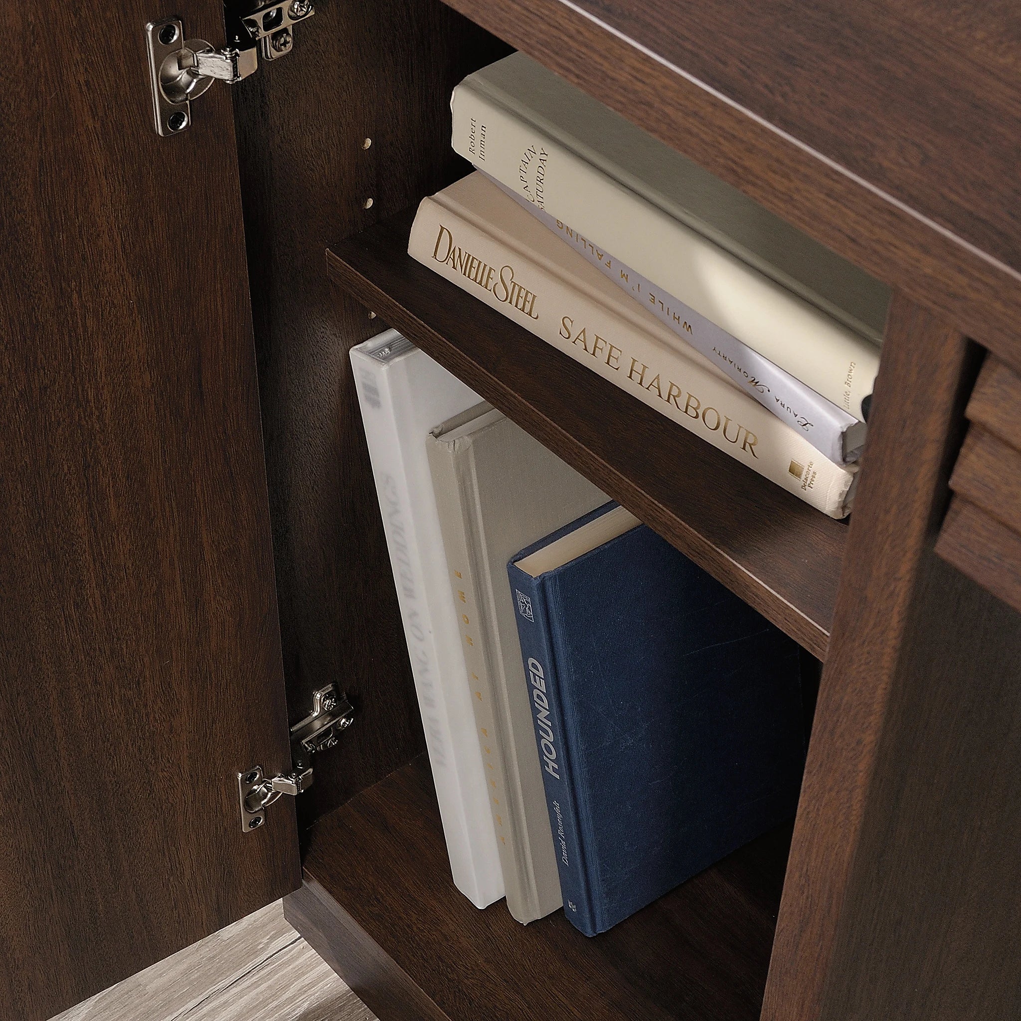 Office Computer and study table made in Pre-laminated board with drawers and wire manager - Spiced Mahogany