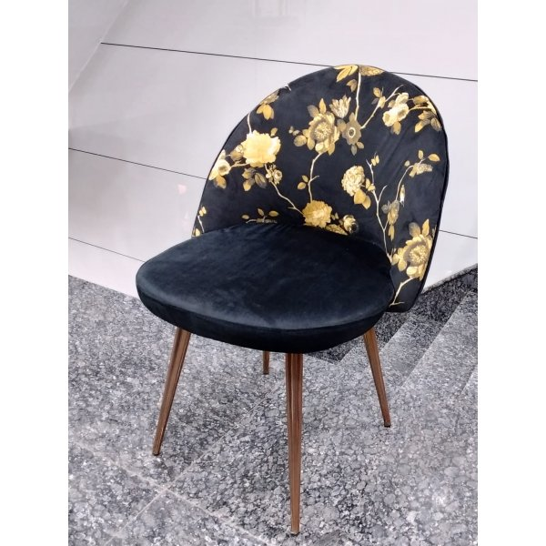 Wooden Legs Base Fabric Armless Dining Chair