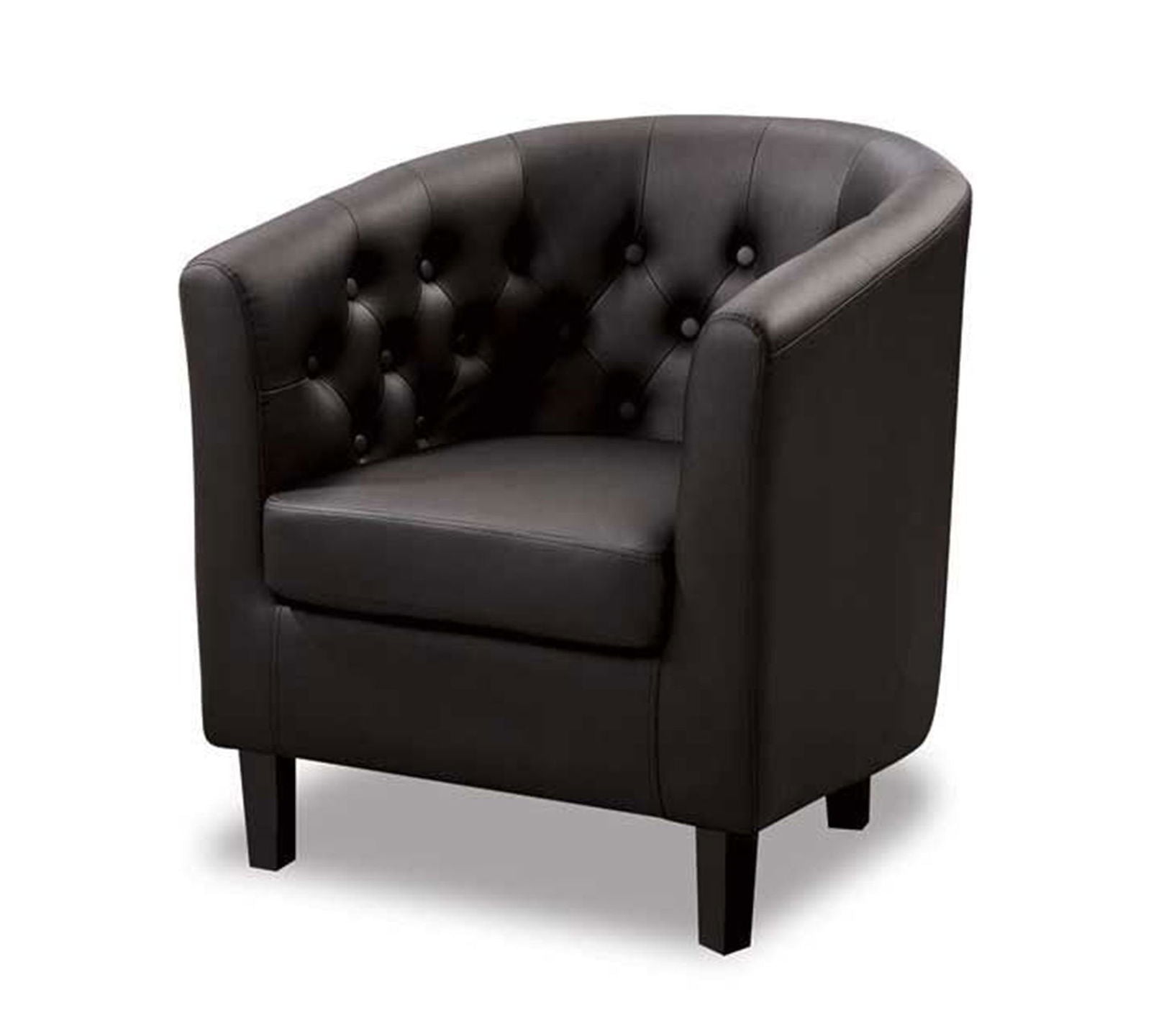 Button Tufted Leatherette Club Chair -