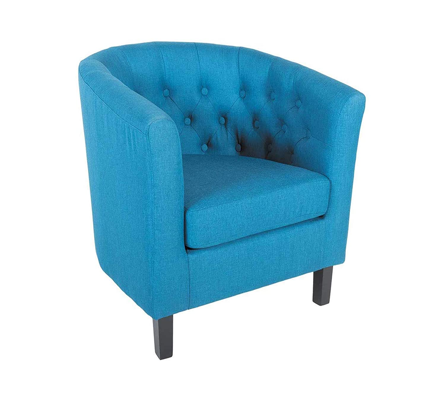 Button Tufted Leatherette Club Chair -