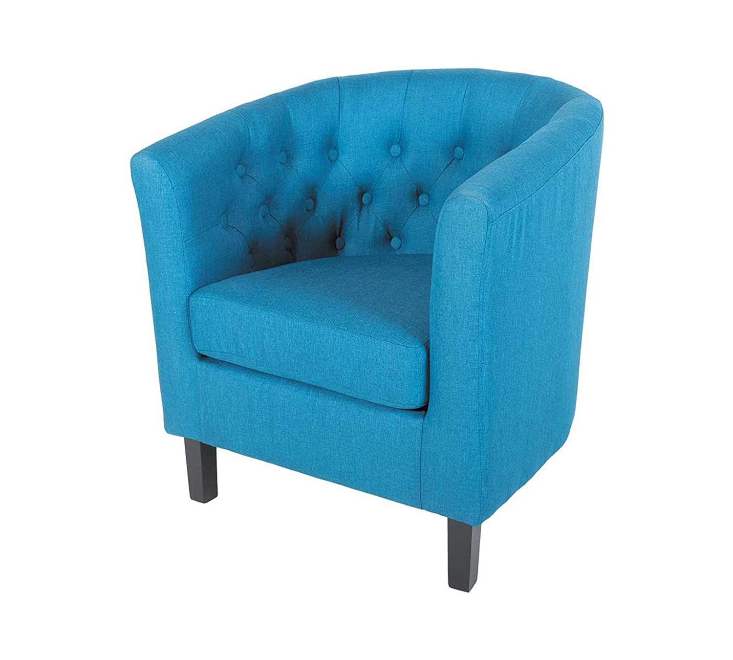 Button Tufted Leatherette Club Chair -