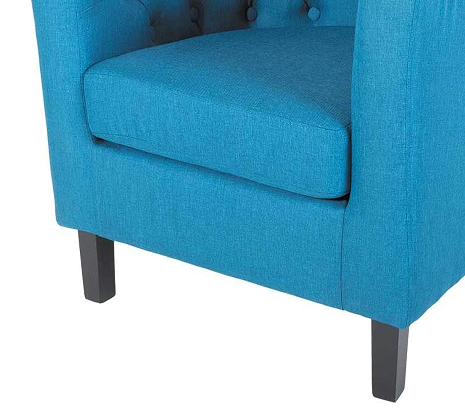 Button Tufted Leatherette Club Chair -