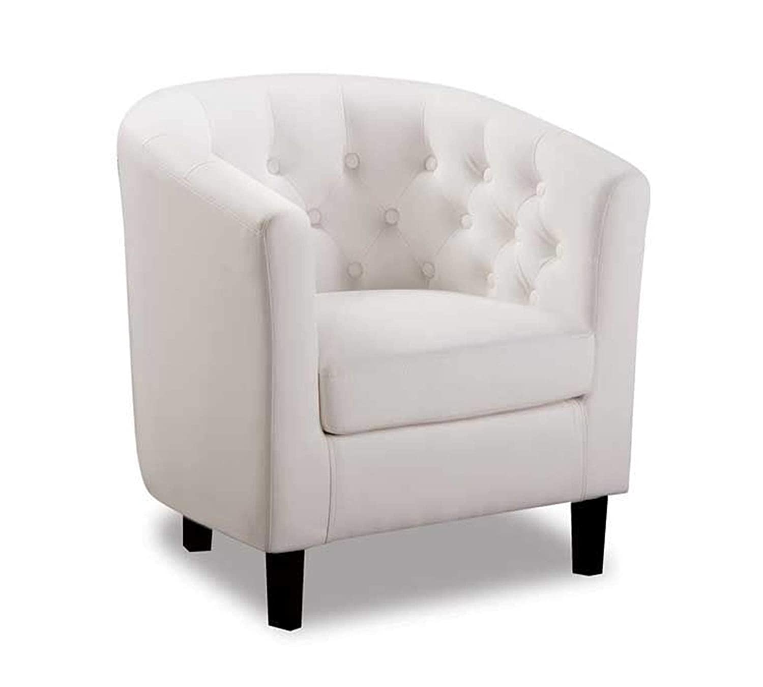 Button Tufted Leatherette Club Chair -