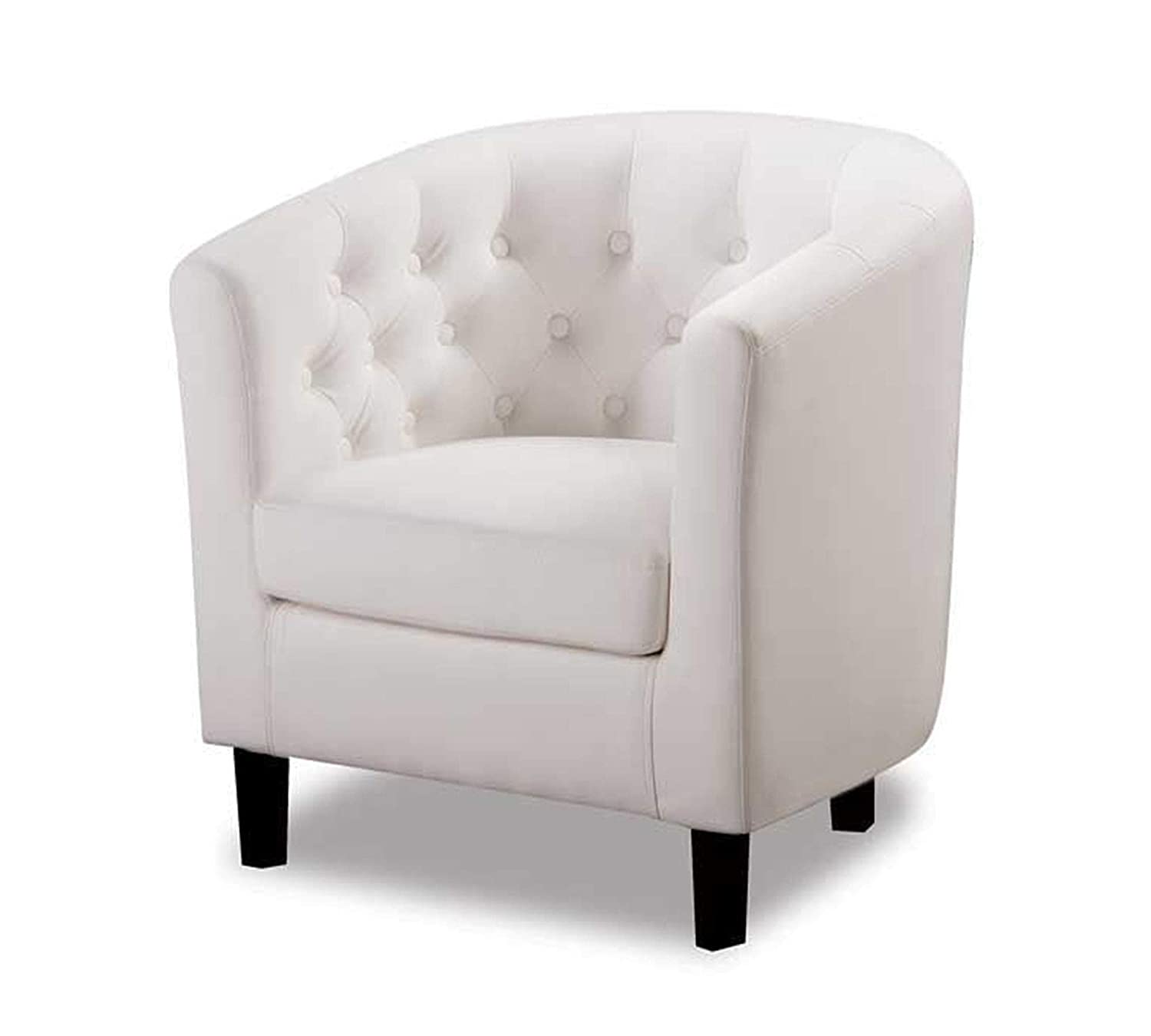 Button Tufted Leatherette Club Chair -