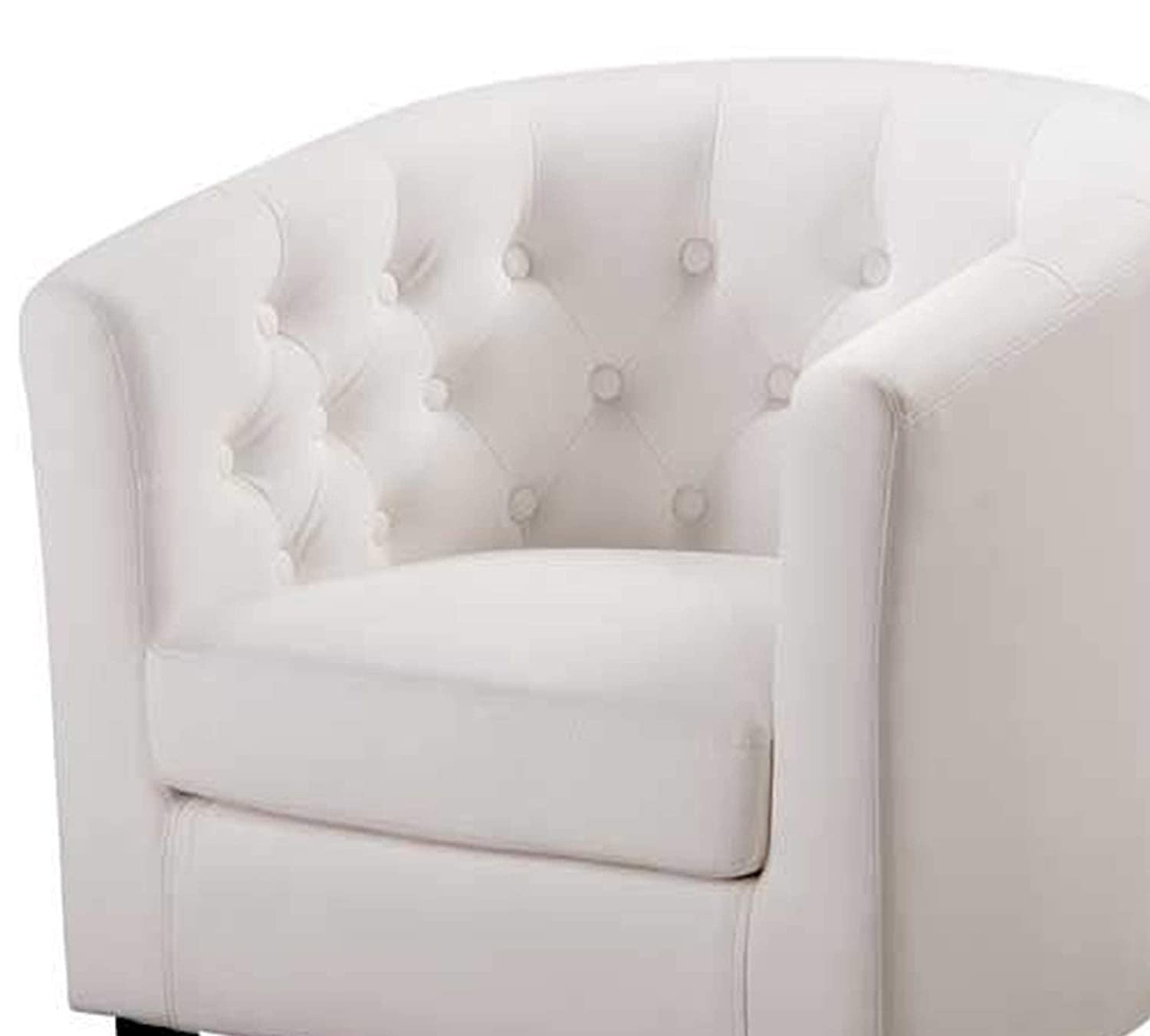 Button Tufted Leatherette Club Chair -