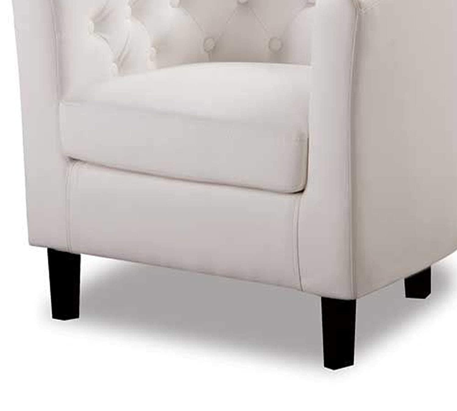 Button Tufted Leatherette Club Chair -