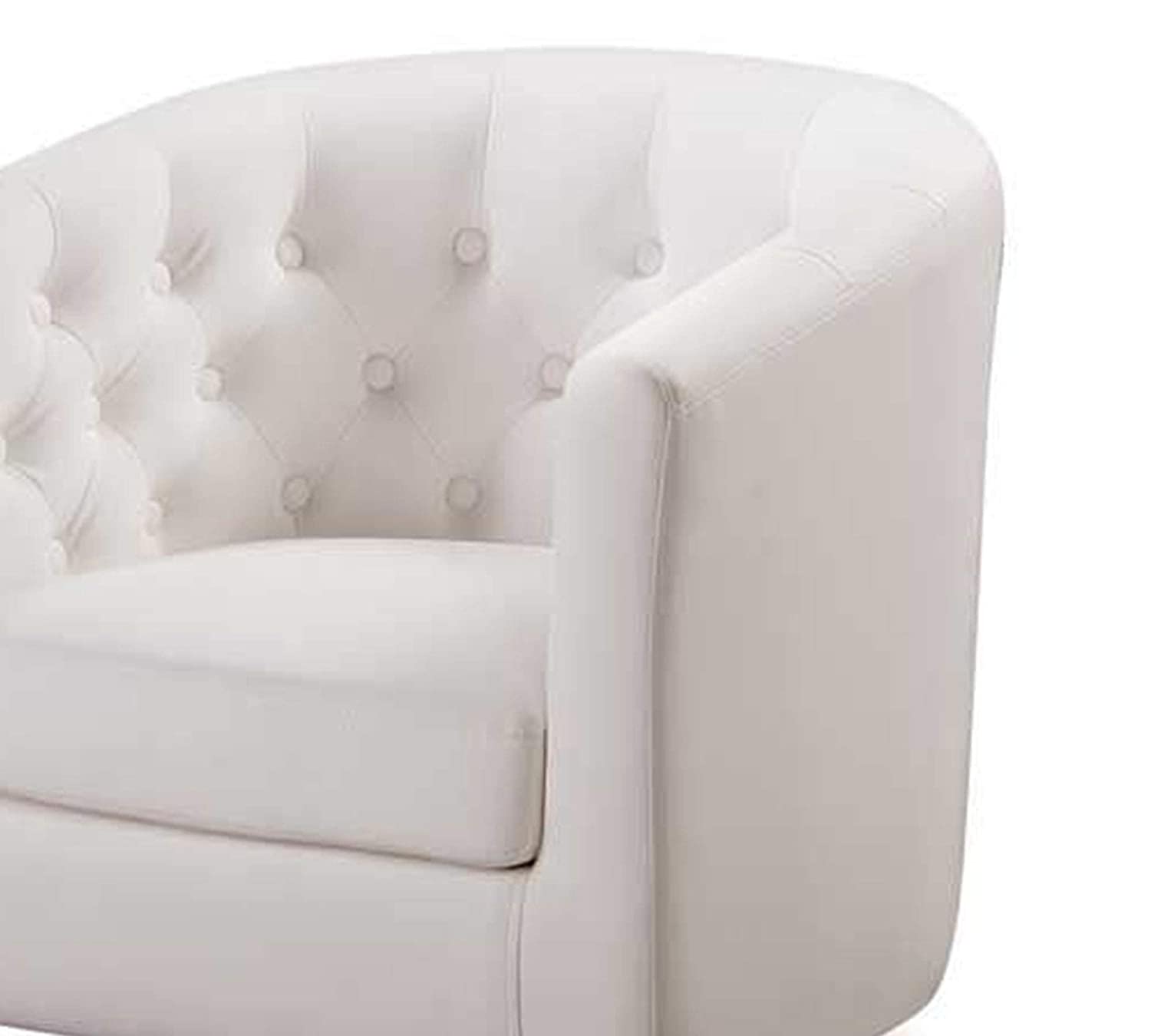 Button Tufted Leatherette Club Chair -