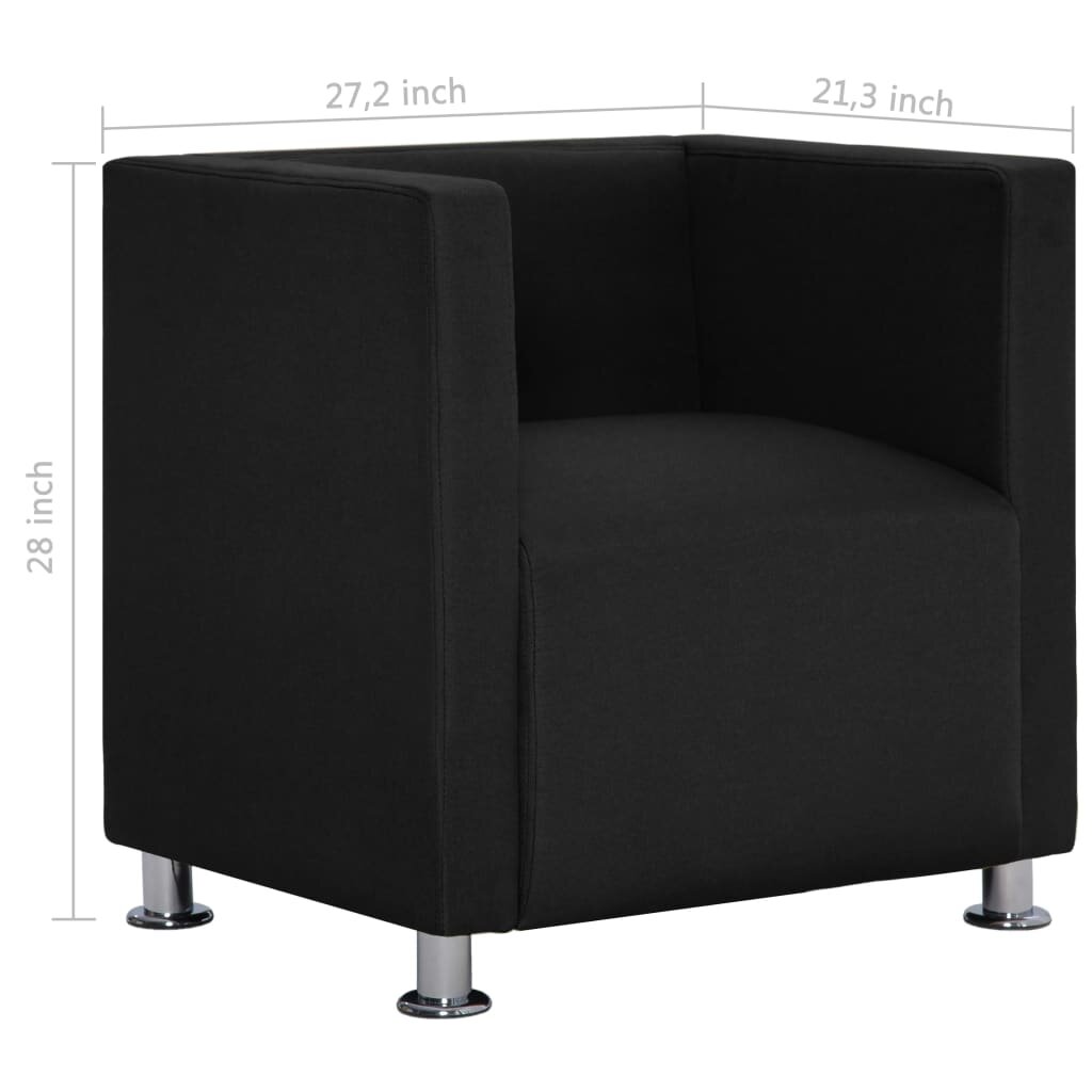 Cube Armchair in Black Leatherette -