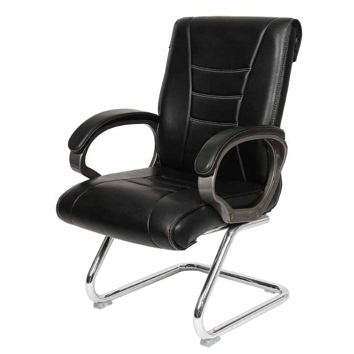 Medium Back Visitor Chair Seat & Back Leatherette with Chrome Base