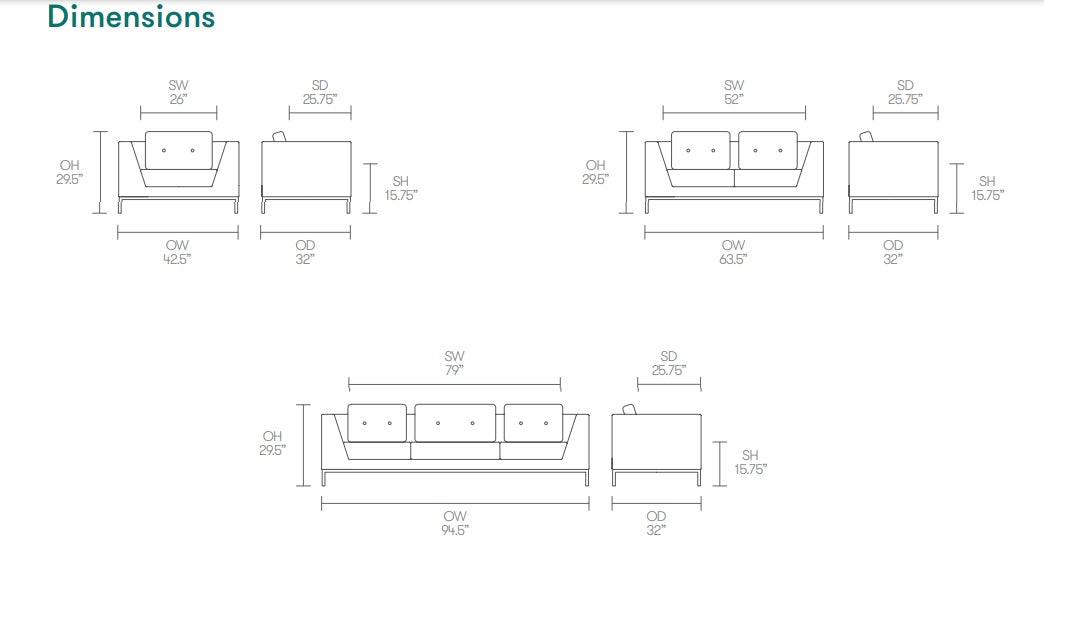 Metal Chrome Base Cushioned Fabric Sofa