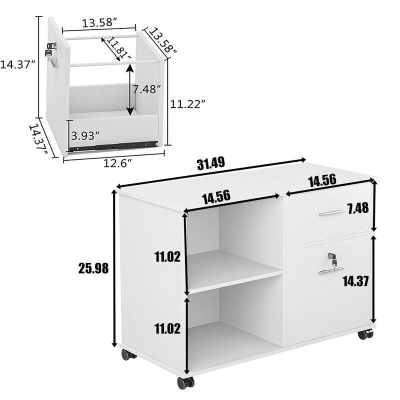 Drawer & Pedestal with Wheel Base -