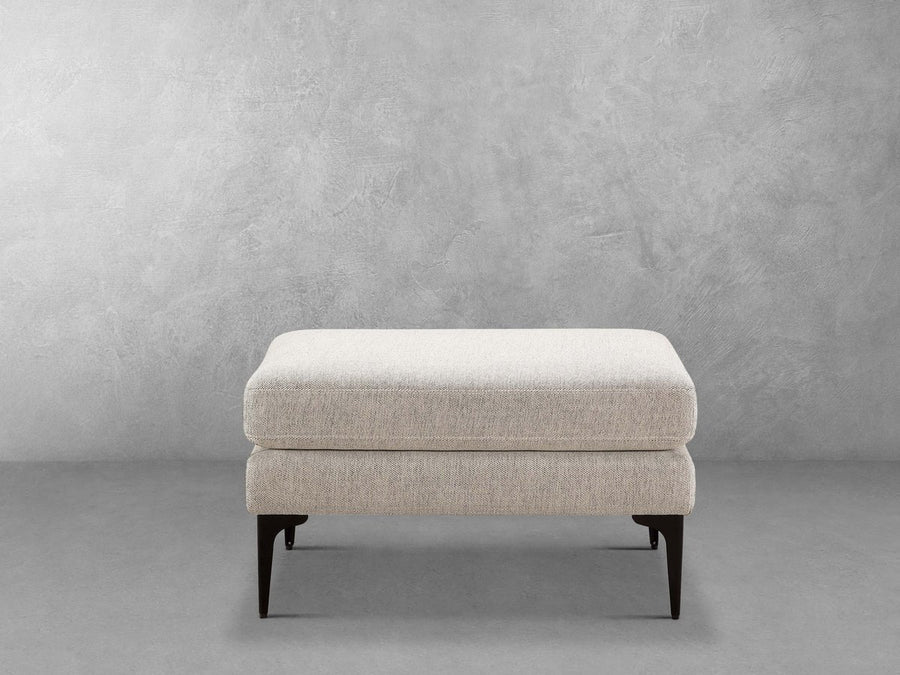 Fabric Upholstery & Metal Base Ottoman -