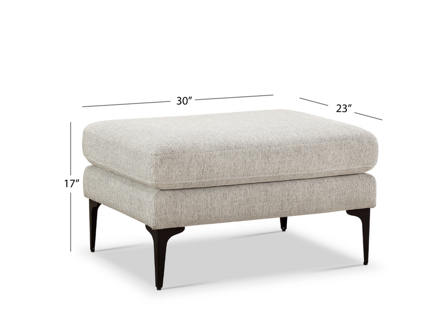 Fabric Upholstery & Metal Base Ottoman -