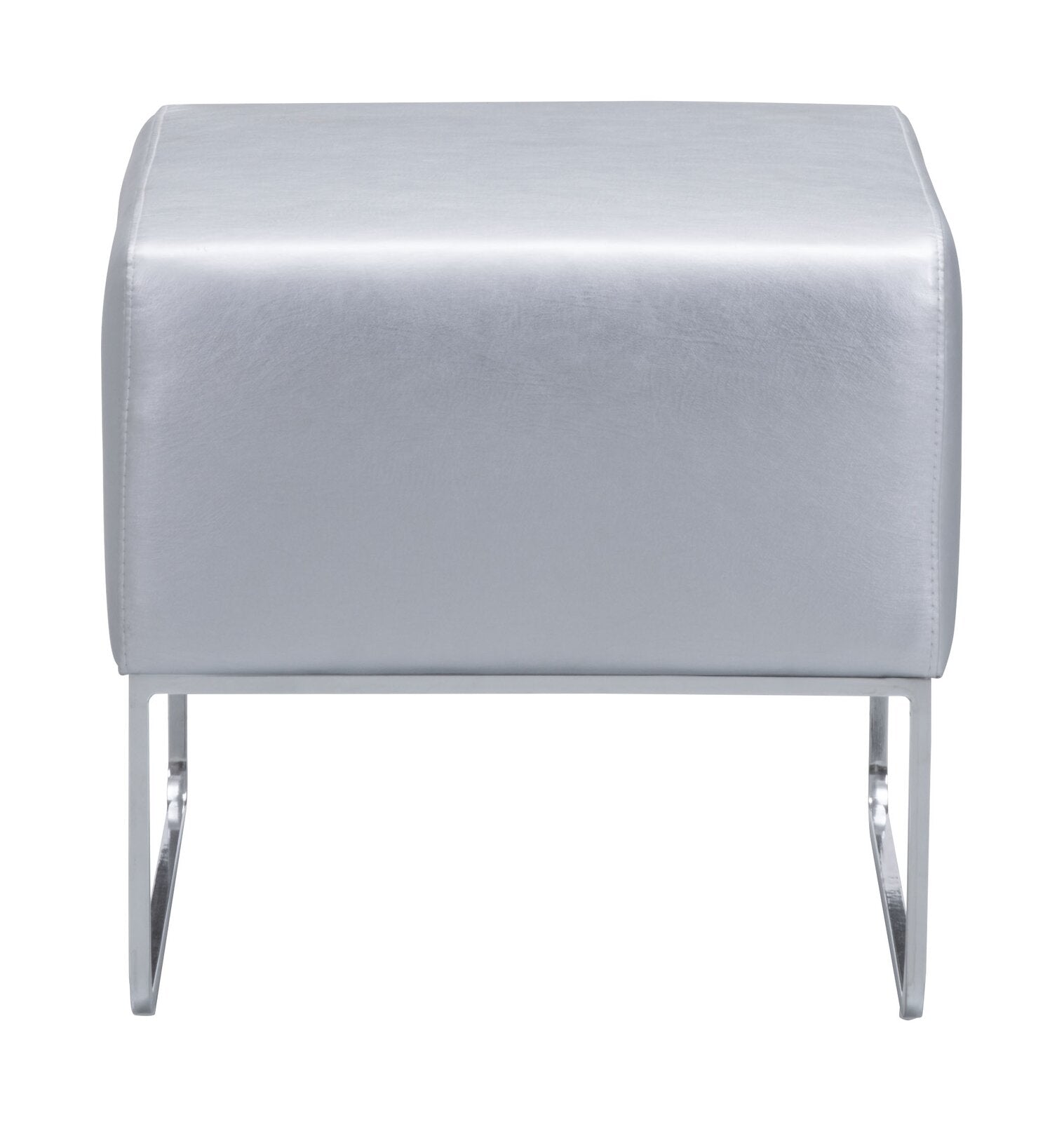 Fabric Upholstery & Metal Base Pouffe -