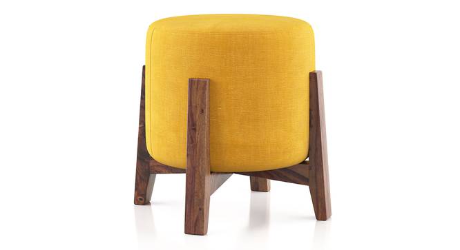 Fabric Upholstery & Wooden Base Pouffe -