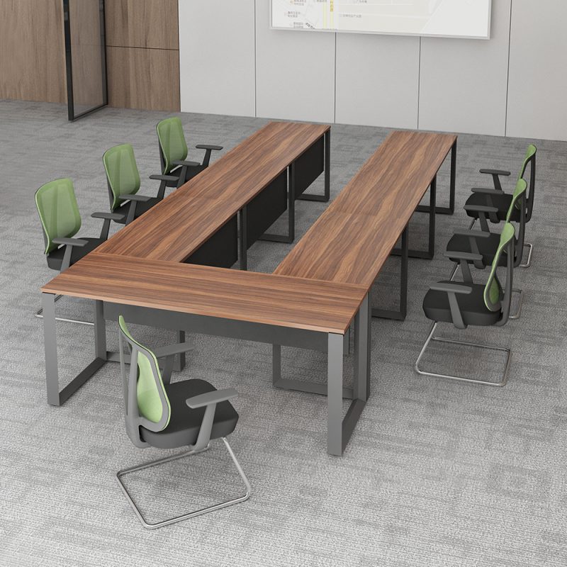 Modern New Design Rectangular Office Conference Table Top Made in Plyboard with Laminate and Base in MS Metal Legs with Powder Coating ( 11x6 Ft.)