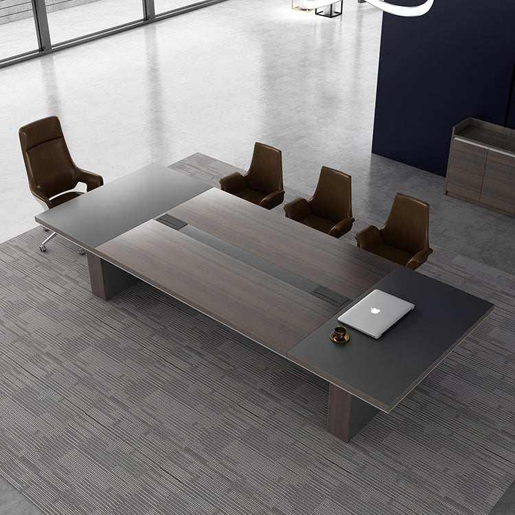 Conference & Meeting Room Table Furniture Finished in Dark Brown and Gray Made in MDF with Veneer Laminate (11x5 Ft.)