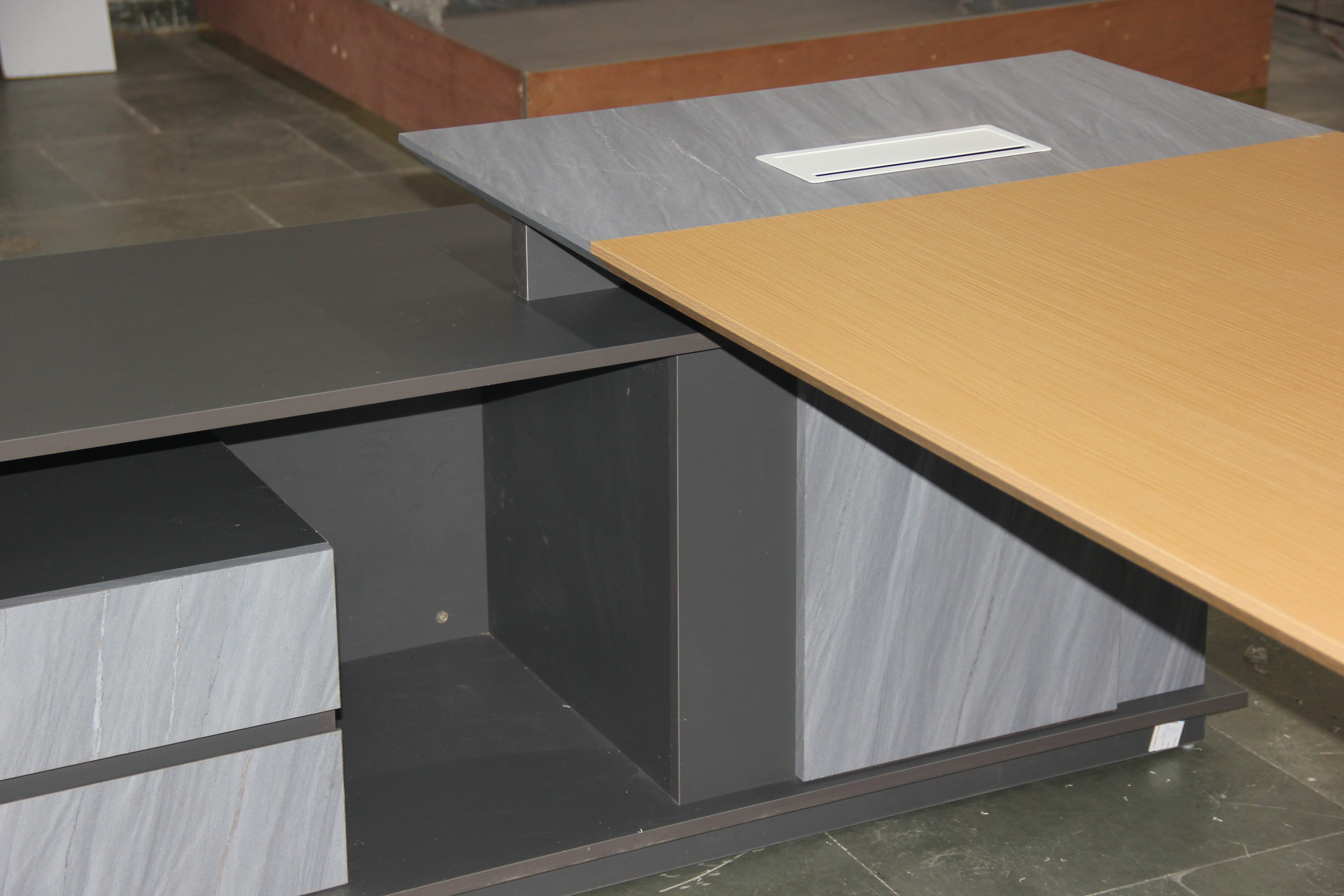 Director L-Shape Table Luxury Modern Office Desk with Made in MDF and  Drawers, Shelves, and CPU Storage Space