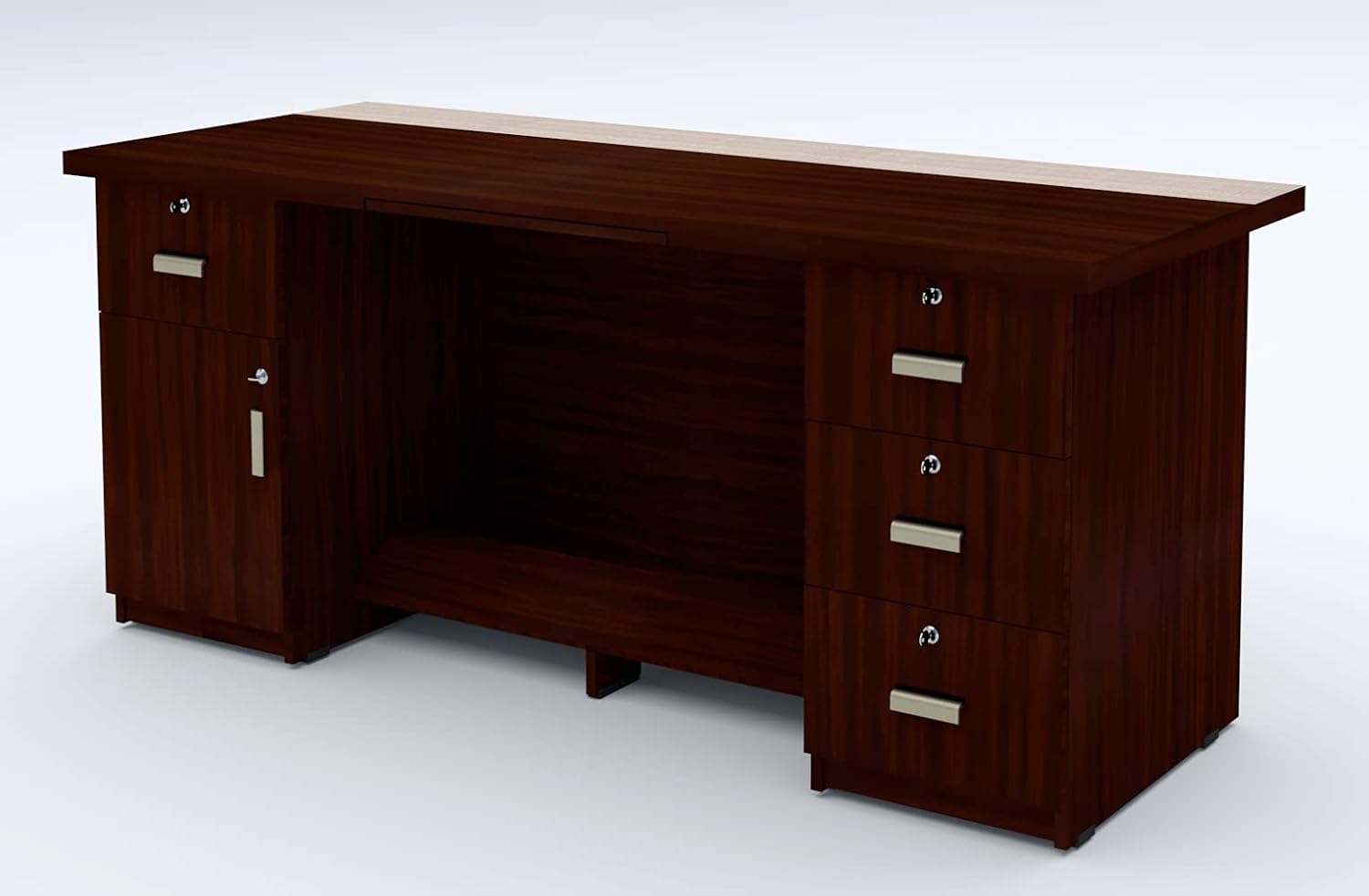 Director Table Pre-Laminated Board Two Color Combination with 5 Drawer & Openable Shutter with Locks